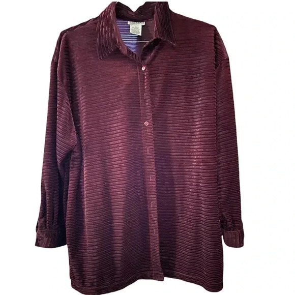 ADELE NORMAN 1X BURGUNDY SHIRT - Picture 1 of 4
